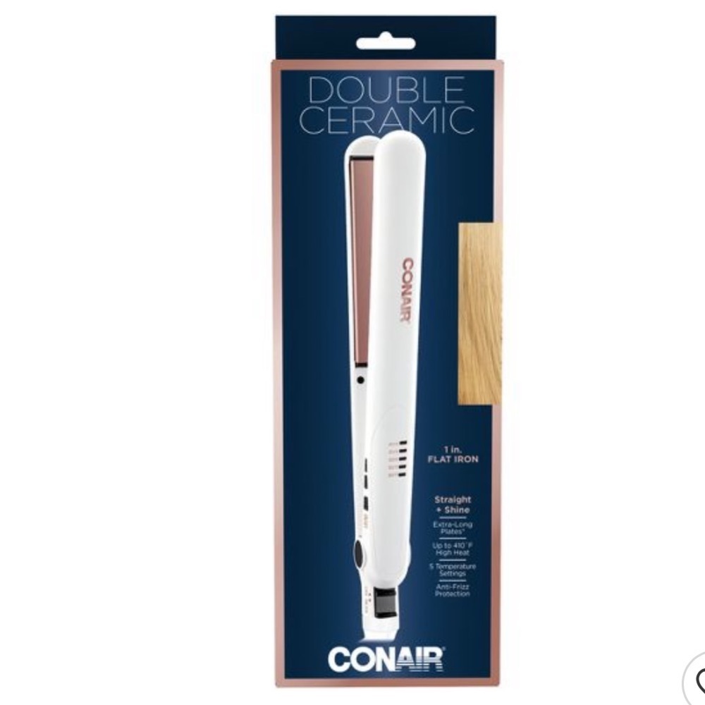 Conair Double Ceramic Flat Iron - White - 1"